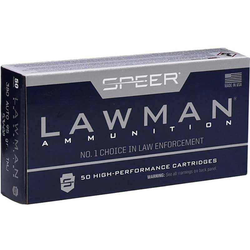 Speer Lawman 380 ACP AUTO Ammunition 95 Grain Total Metal Jacket - 53608