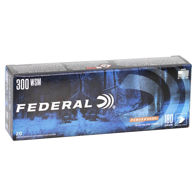 Federal Power-Shok 300 Winchester Short Magnum Ammunition 180 Grain Soft Point - 300WSMC