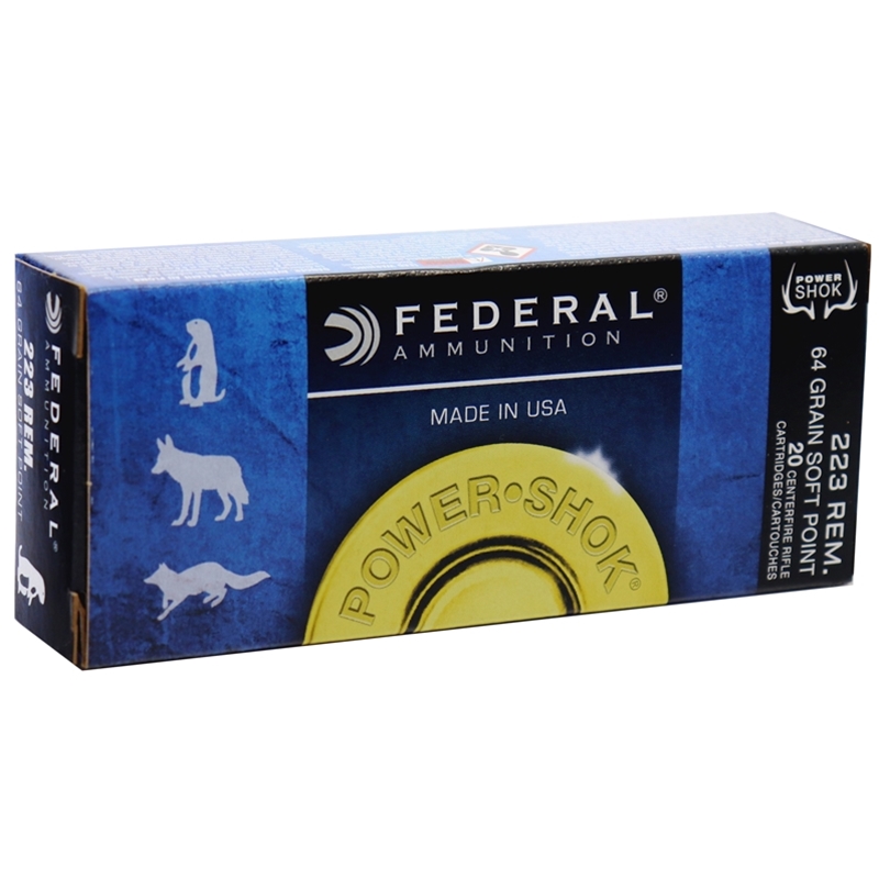 Federal Power-Shok 223 Remington Ammo 64 Grain Jacketed Soft Point