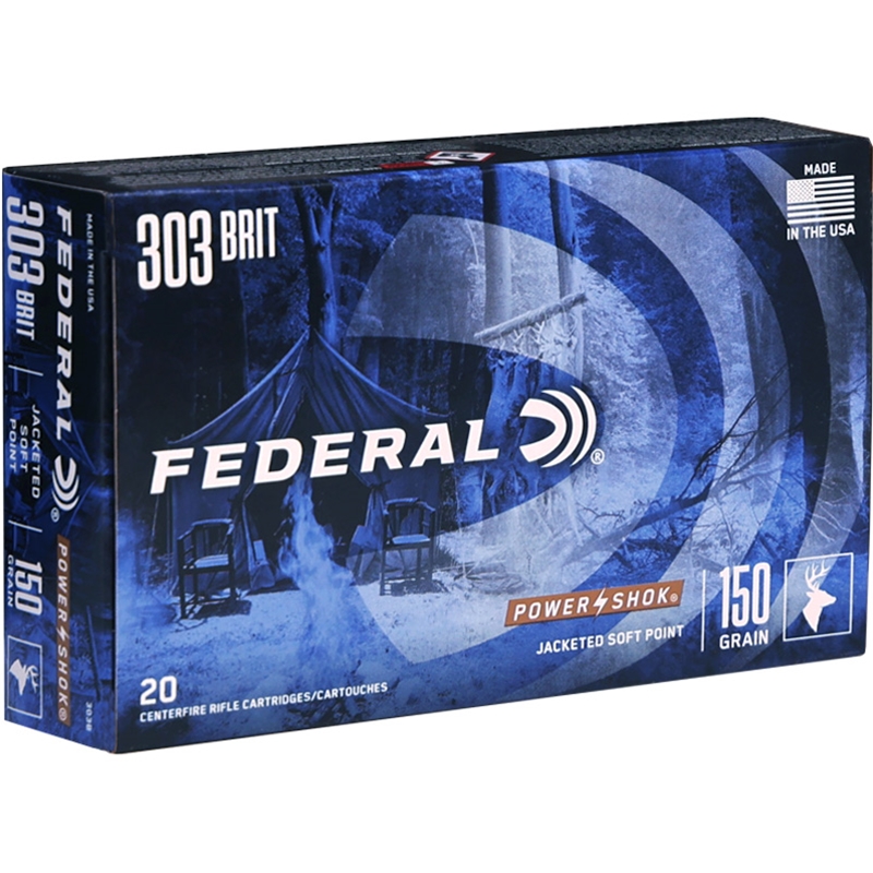 Federal Power-Shok 303 British Ammunition 150 Grain Jacketed Soft Point - 303B