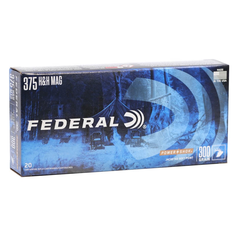 Federal Power-Shok Rifle Ammunition 375 H&H Magnum 300 Grain Soft Point Box of 20