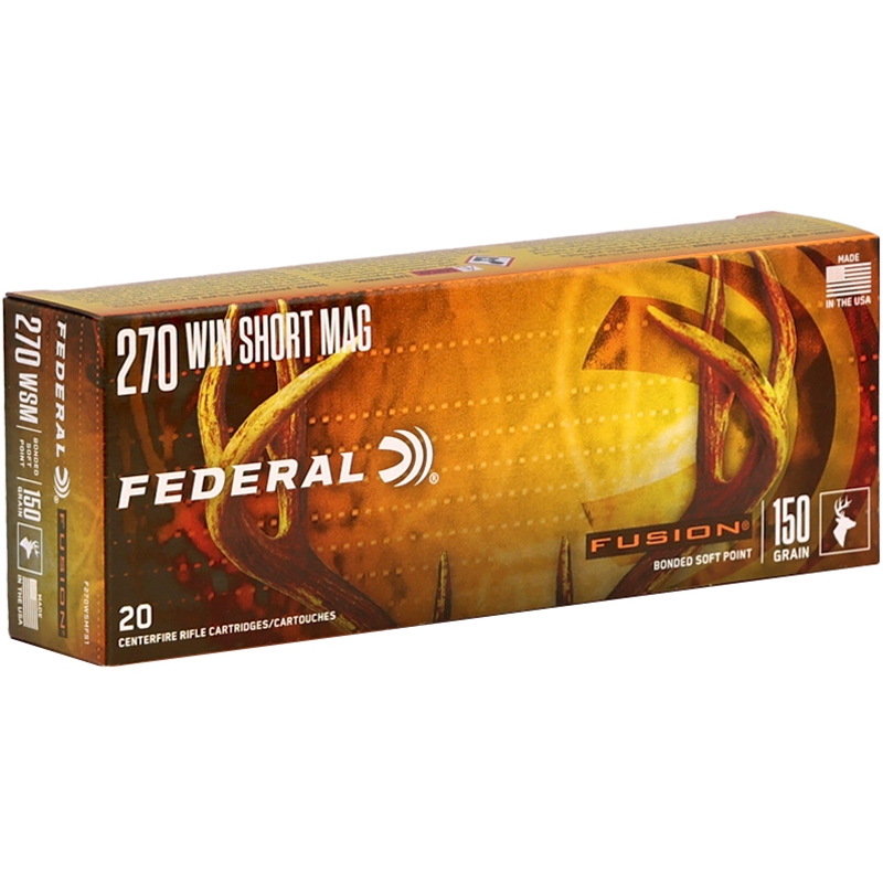 Federal Fusion .270 Winchester Short Magnum Ammunition 150 Grain Bonded Soft Point – F270WSMFS1