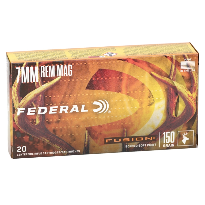 Federal Fusion Rifle 7mm Remington Magnum Ammo 150 Grain Spitzer Boat Tail 