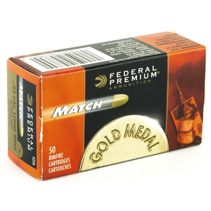Federal Gold Medal Match 22 Long Rifle Ammo 40 Grain Lead Round Nose