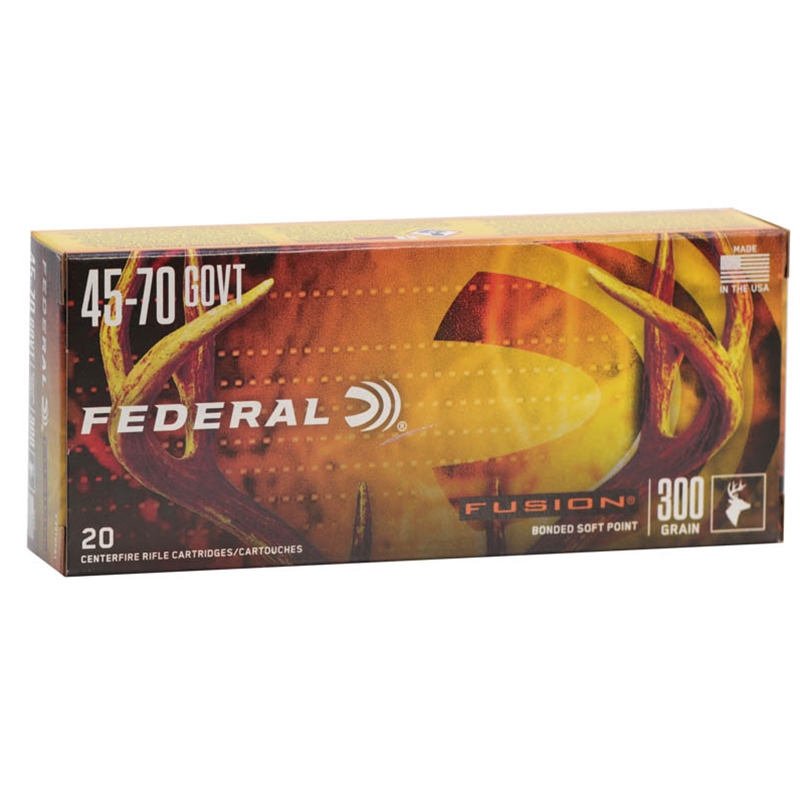 Federal Fusion Rifle Ammunition 45-70 Government 300 Grain Spitzer Boat Tail Box of 20