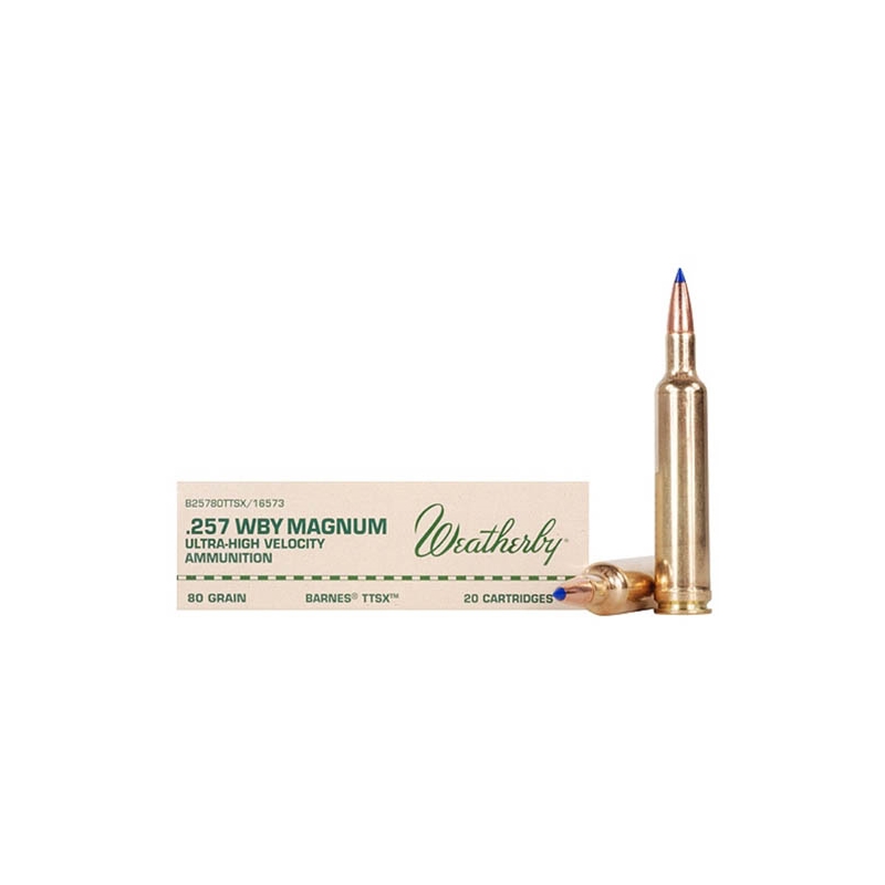 Weatherby 257 Weatherby Magnum 80 Grain Barnes Tipped Triple-Shock X Bullet Hollow Point Lead-Free Ammunition