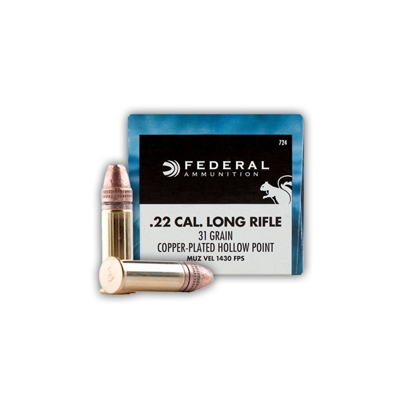 Federal Game-Shok 22 Long Rifle Ammo Hyper Velocity 31 Grain Plated Lead Hollow Point