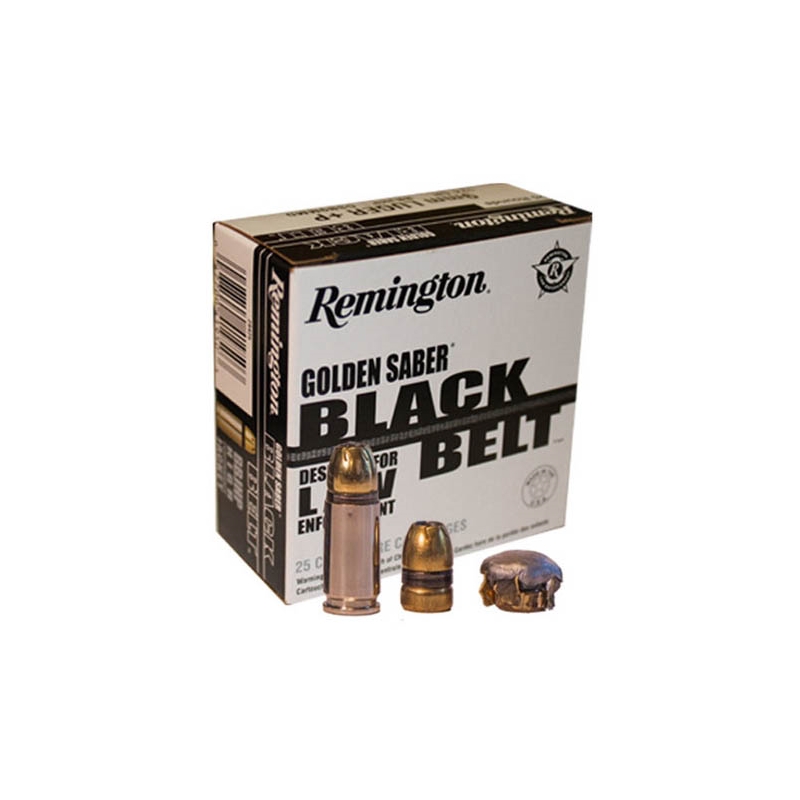 Remington Golden Saber Black Belt 9mm Luger Ammo 124 Grain +P Brass Bonded Jacketed Hollow Point