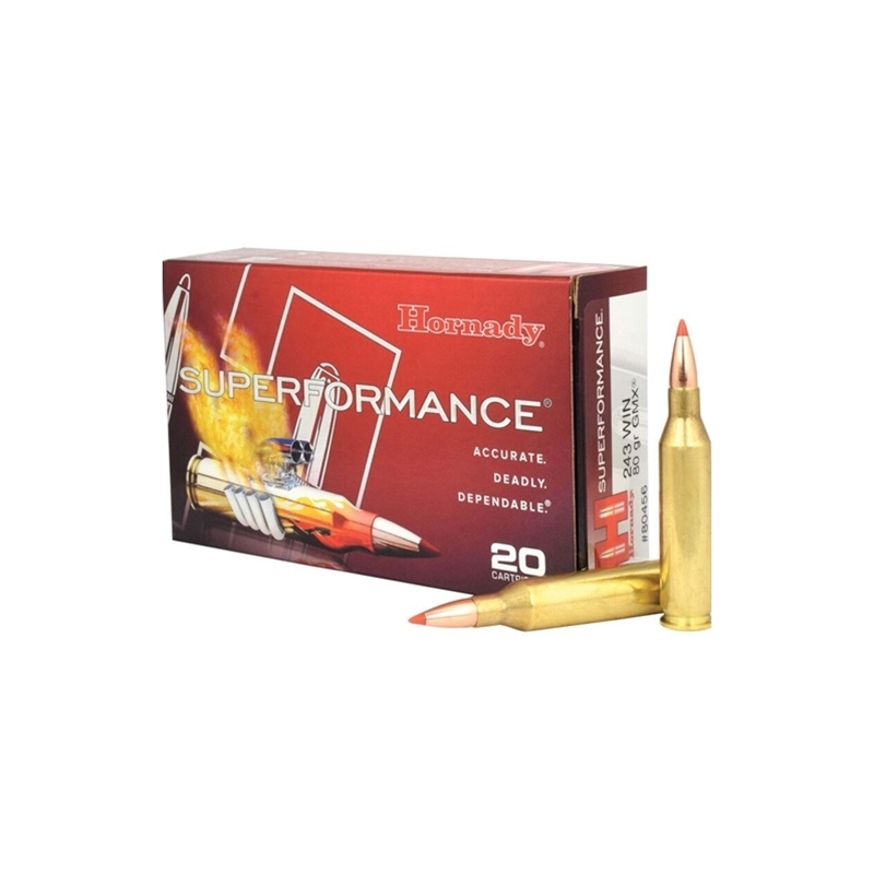 Hornady Superformance 243 Winchester Ammo 80 Grain GMX Boat Tail