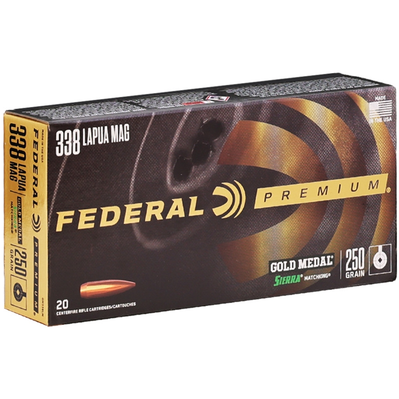 Federal Gold Medal 338 Lapua Magnum Ammunition 250 Grain Sierra MatchKing Hollow Point - GM338LM