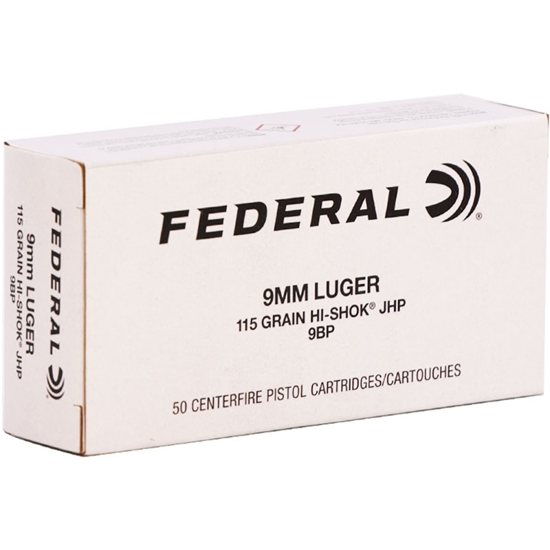 Federal Classic 9mm Ammo 115 Grain Hi-Shok Jacketed Hollow Point - 9BP