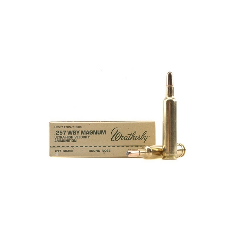 Weatherby 257 Weatherby Magnum 117 Grain Hornady Round Nose Expanding Ammunition
