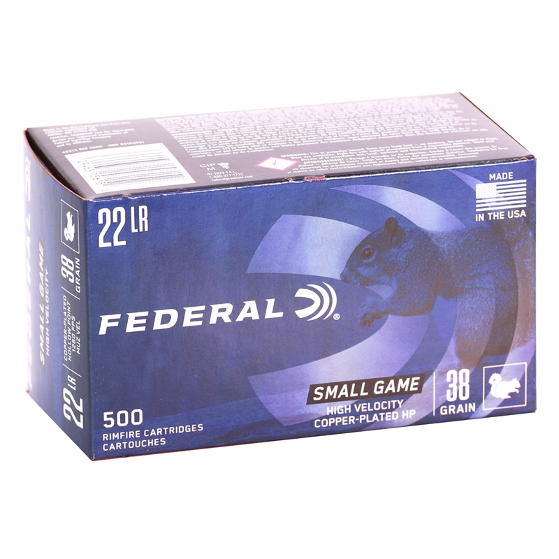 Federal Game-Shok 22 Long Rifle Ammo 38 Grain Copper Plated Hollow Point