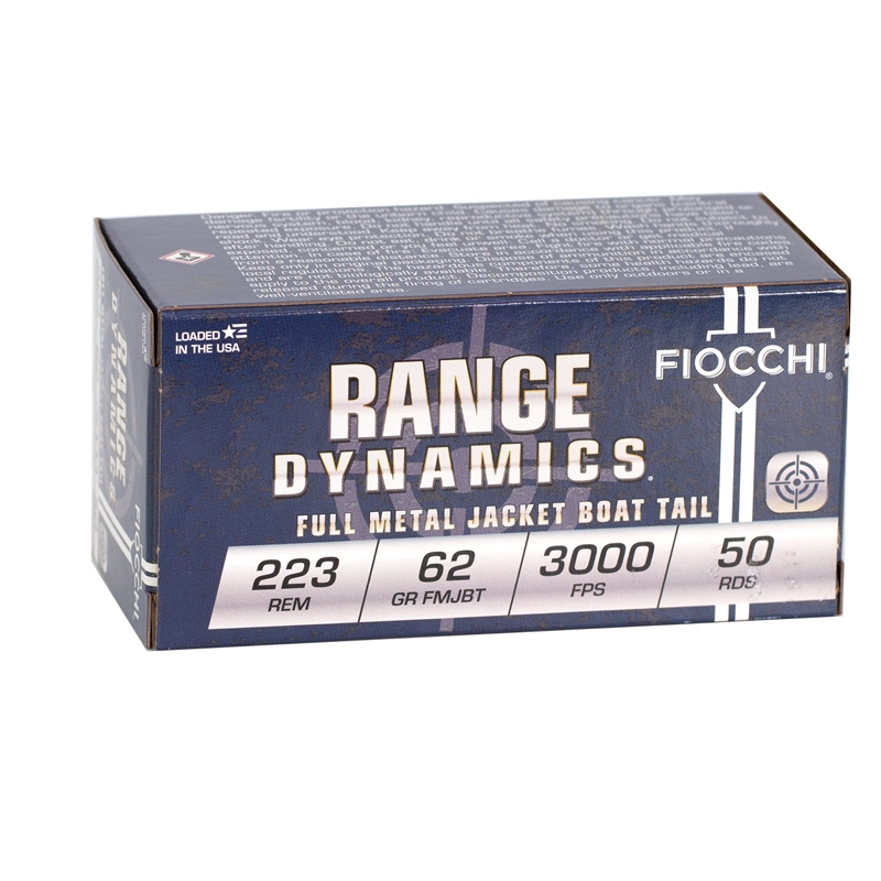 Fiocchi Range Dynamics 223 Remington Ammo 62 Grain Full Metal Jacket