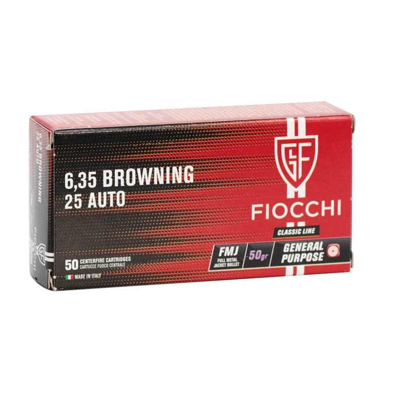 Fiocchi 6,35 Browning 25 ACP AUTO Ammo 50 Grain Full Metal Jacket