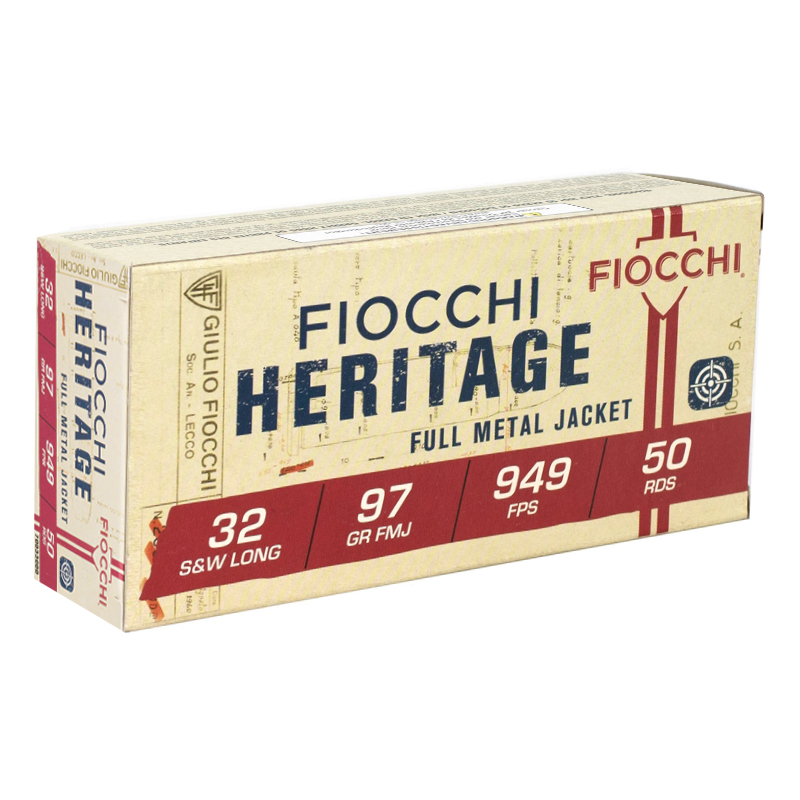 Fiocchi Heritage 32 S&W Long Ammo 97 Grain Full Metal Jacket