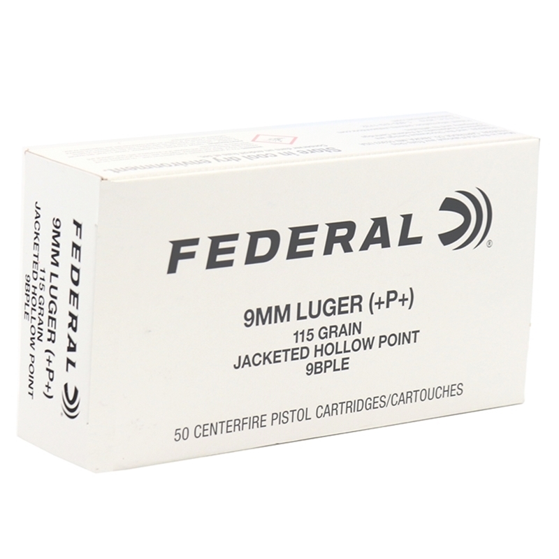 Federal Law Enforcement 9mm Luger Ammo 115 Grain +P+ Jacketed Hollow Point