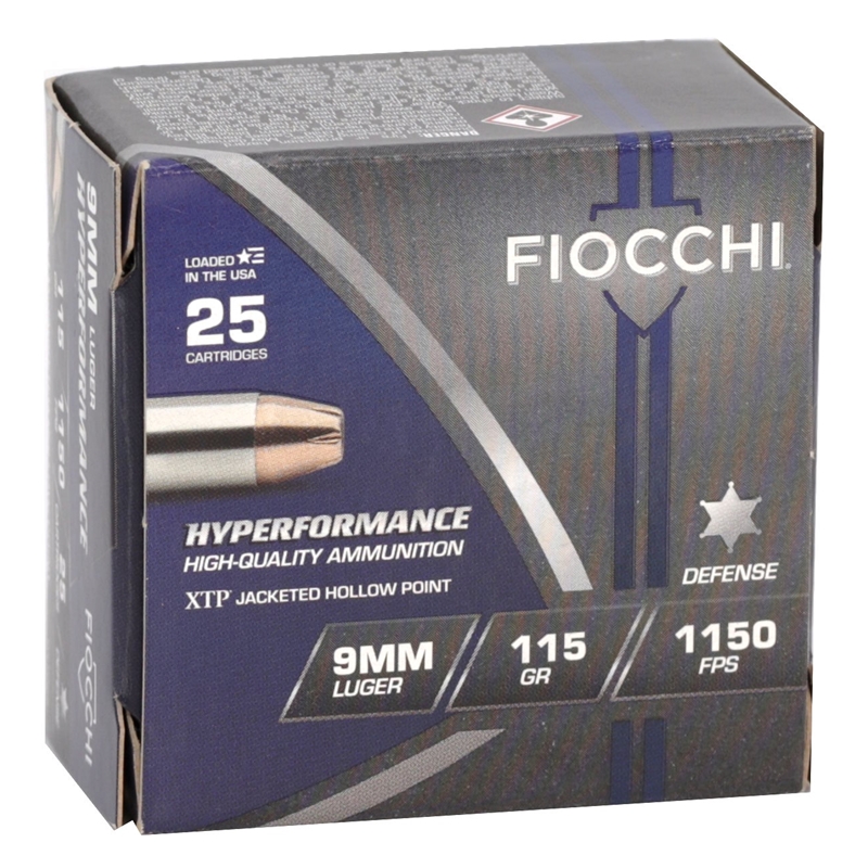 Fiocchi Extrema 9mm Luger Ammo 115 Grain Hornady XTP Jacketed Hollow Point