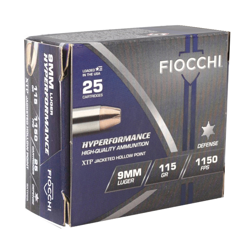 Fiocchi Extrema 9mm Luger Ammo 115 Grain Hornady XTP Jacketed Hollow Point