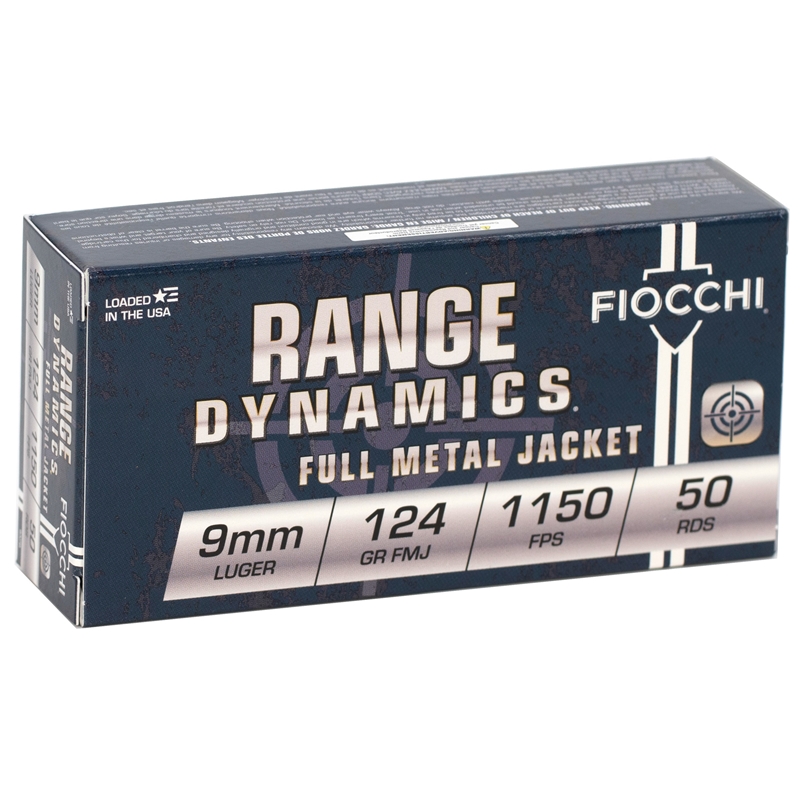 Fiocchi Range Dynamics 9mm Luger Ammo 124 Grain Full Metal Jacket