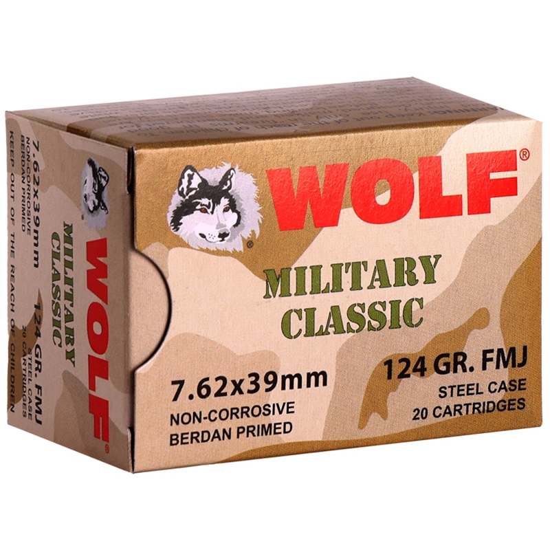 Wolf Military Classic 7.62x39mm Ammo 124 Grain Full Metal Jacket - MC762FMJ