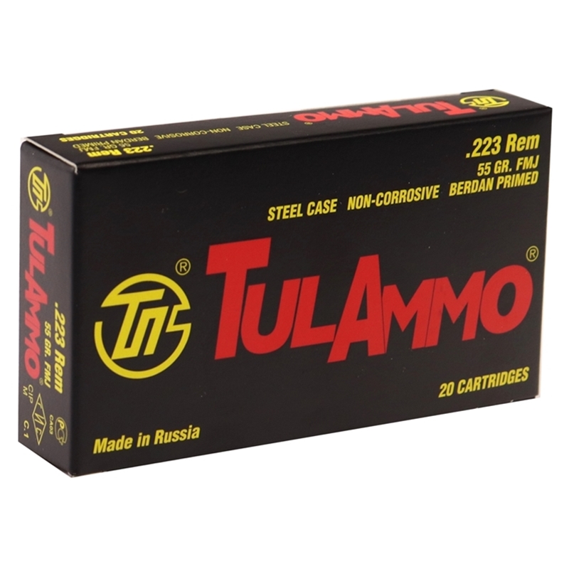 TulAmmo 223 Remington Ammo 55 Grain FMJ Steel Case 1000 Rounds