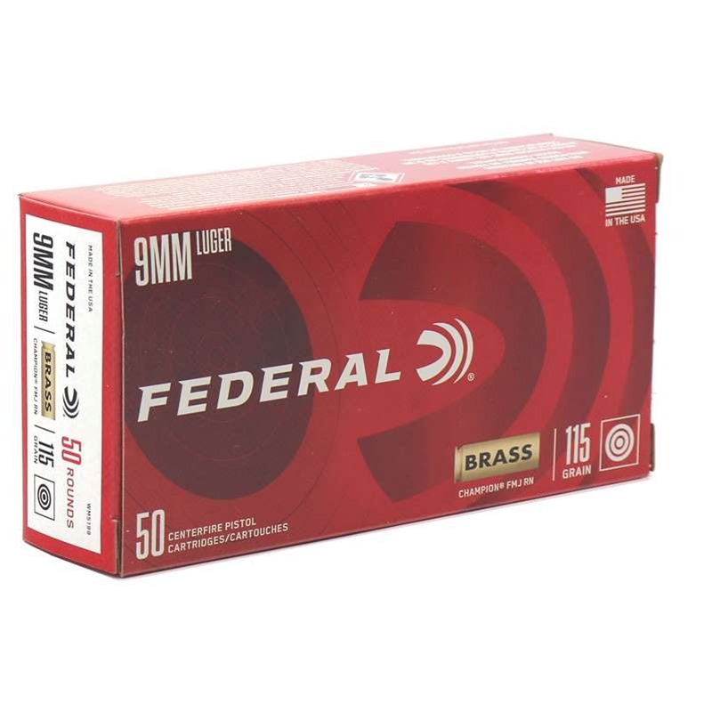 Federal Champion 9mm Luger Ammunition 115 Grain Full Metal Jacket - WM5199