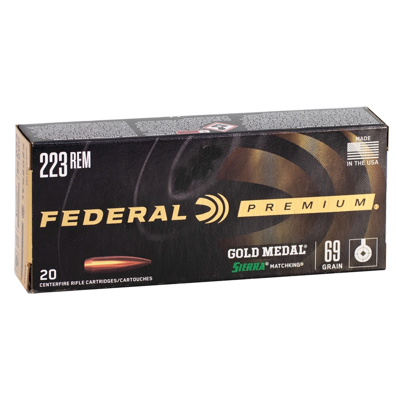 Federal Gold Medal 223 Remington Ammo 69 Grain Sierra MatchKing Hollow Point