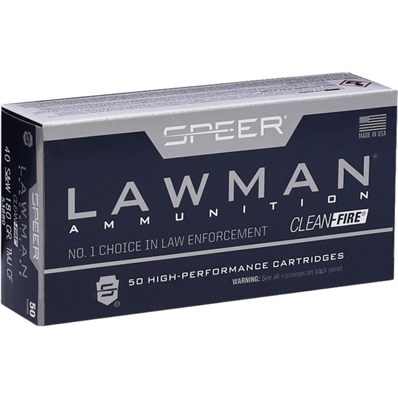 Speer Lawman CleanFire 40 S&W Ammunition 180 Grain Total Metal Jacket - 53880