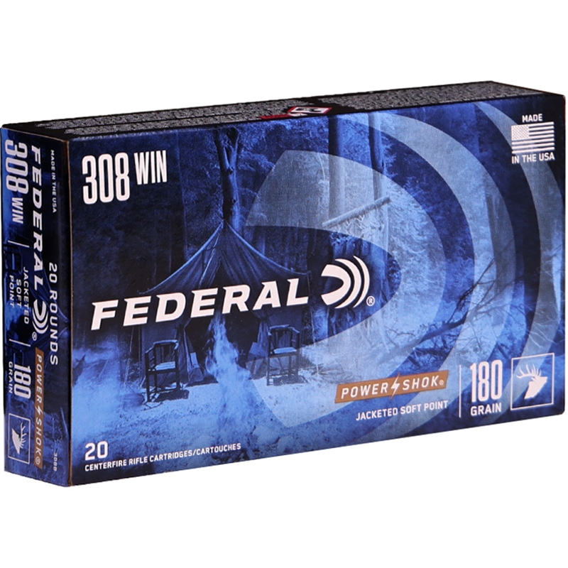 Federal Power-Shok 308 Winchester Ammunition 180 Grain Soft Point - 308B