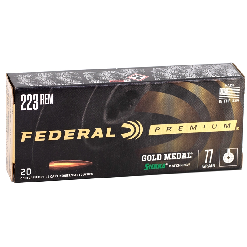 Federal Gold Medal 223 Remington Ammo 77 Grain Sierra MatchKing Hollow Point