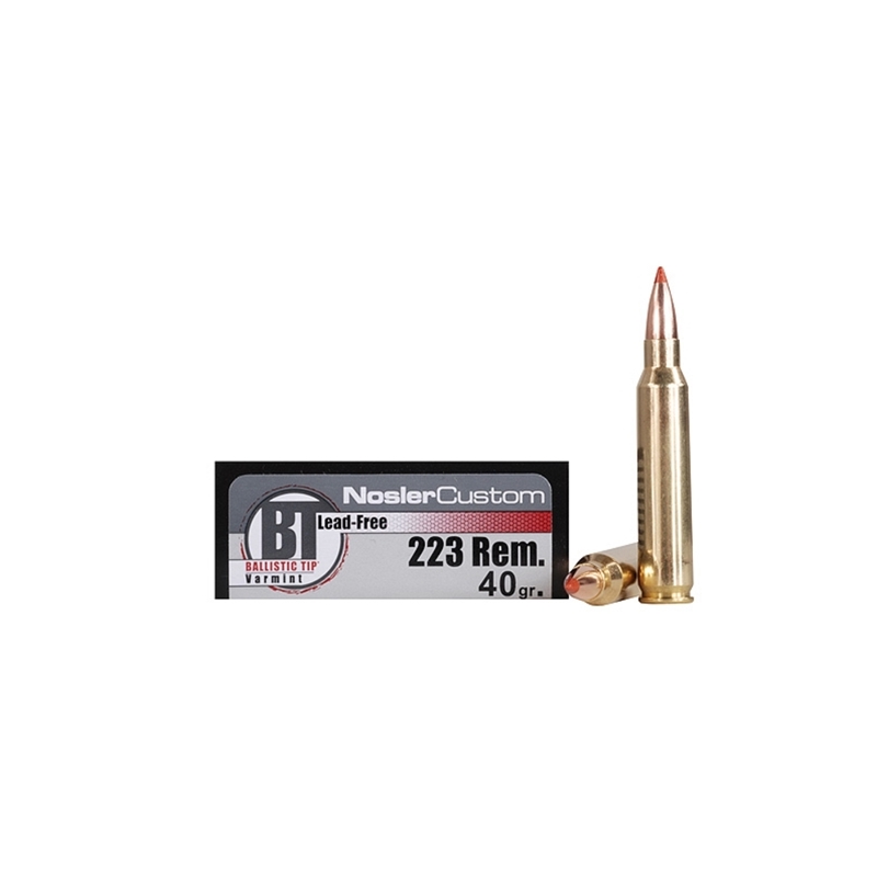 Nosler Trophy Grade 223 Remington 40 Grain Ballistic Tip Varmint Lead-Free Ammunition