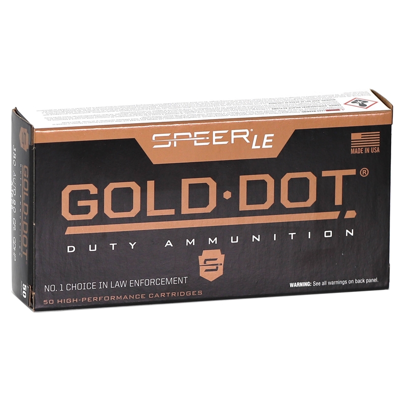 Speer Gold Dot LE Duty 380 ACP AUTO Ammo 90 Grain Jacketed Hollow Point