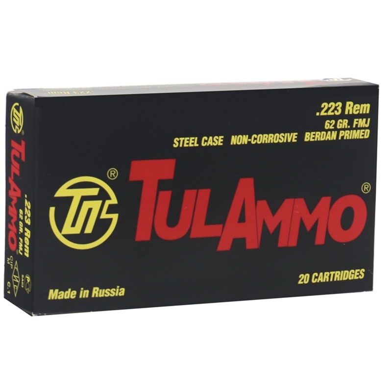 TulAmmo 223 Remington Ammo 62 Grain FMJ Steel Case 1000 Rounds
