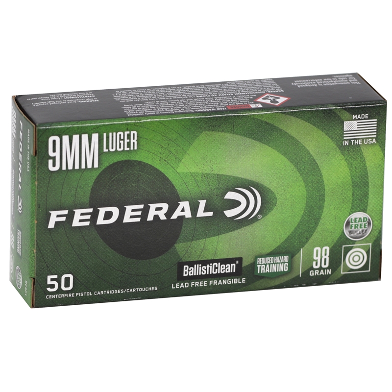 Federal BallistiClean 9mm Luger Ammo 98 Grain Frangible Law Enforcement Tactical Training