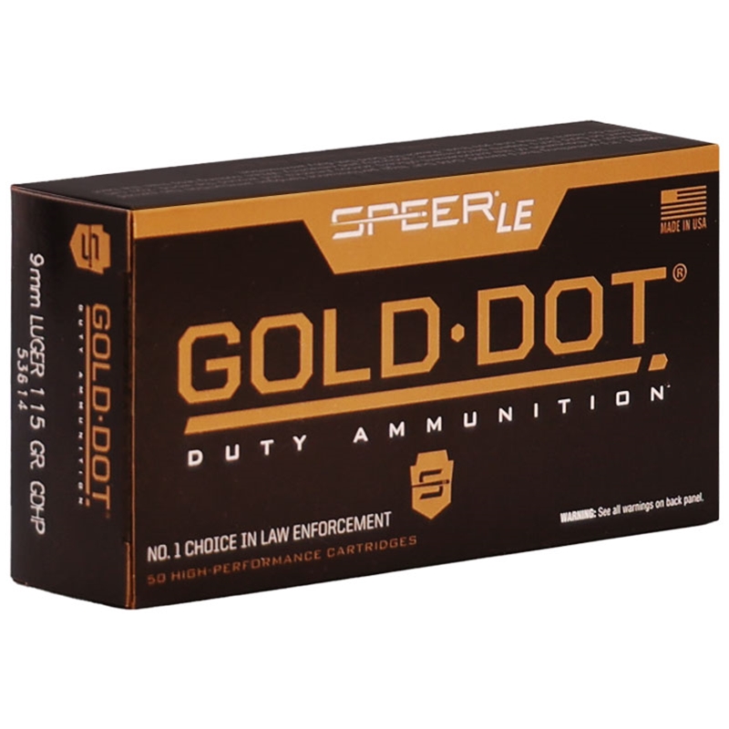 Speer Gold Dot LE Duty 9mm Ammo 115 Grain Jacketed Hollow Point - 53614