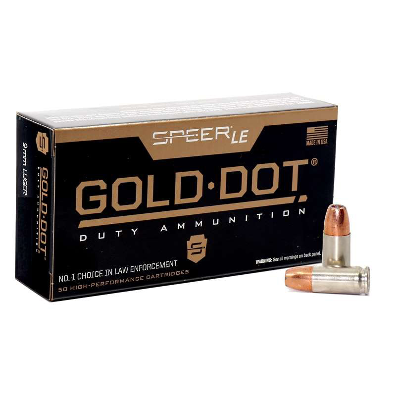 Speer Gold Dot LE Duty 9mm Luger Ammo 147 Grain Jacketed Hollow Point