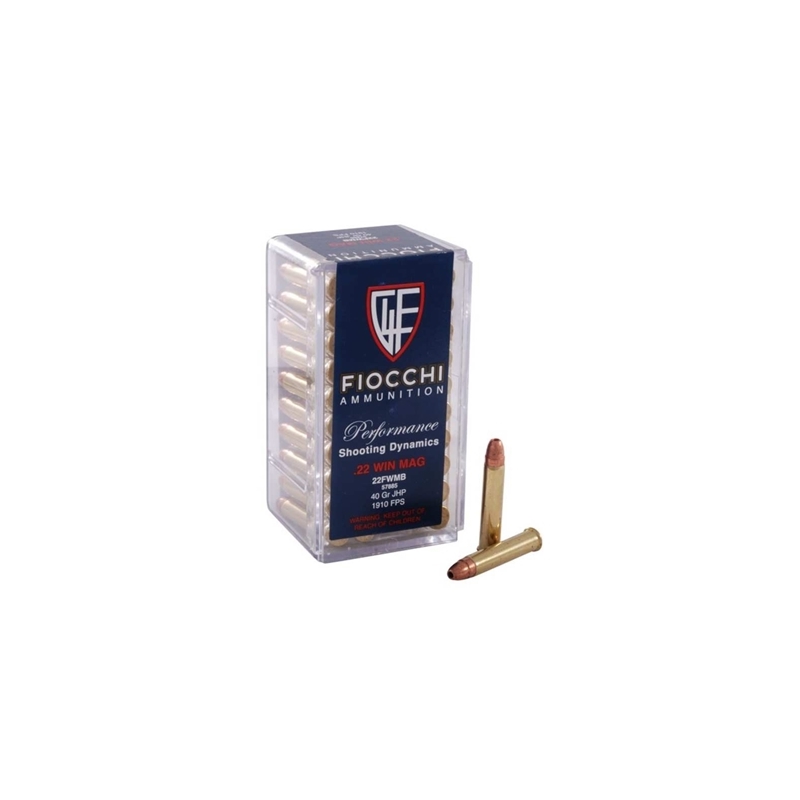 Fiocchi 22 WMR Ammo 40 Grain Jacketed Hollow Point