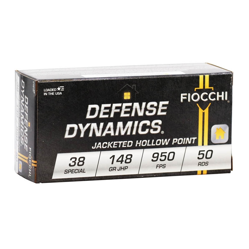 Fiocchi Defense Dynamics 38 Special Ammo 148 Grain Semi-Jacketed Hollow Point