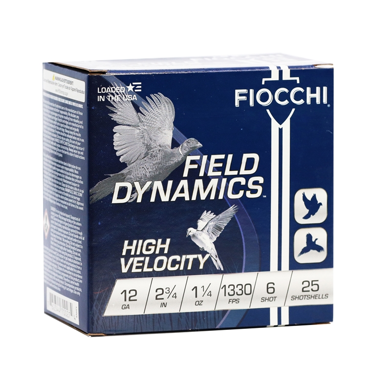 Fiocchi Field Dynamics High Velocity 12 Gauge Ammo 2 3/4 1 1/4oz #6 Lead Shot