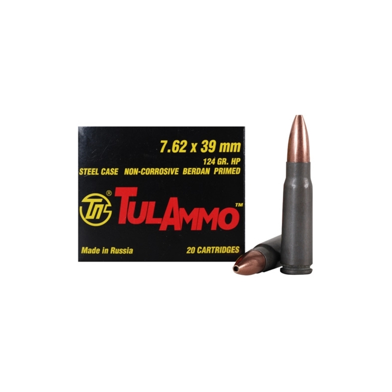 Tula Ammo 7.62x39mm Ammo Russian 124 Grain Jacketed Hollow Point 
