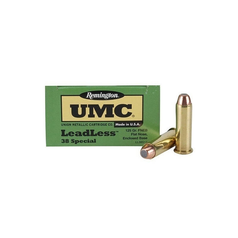 Remington UMC Leadless 38 Special Ammo +P 125 Grain Jacketed Flat Nose Enclosed Base