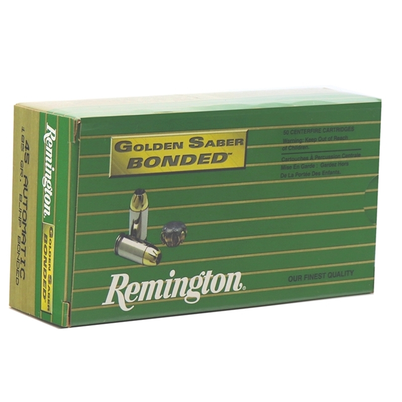 Remington Golden Saber LE 45 ACP AUTO Ammo 185 Grain Bonded Brass Jacketed Hollow Point