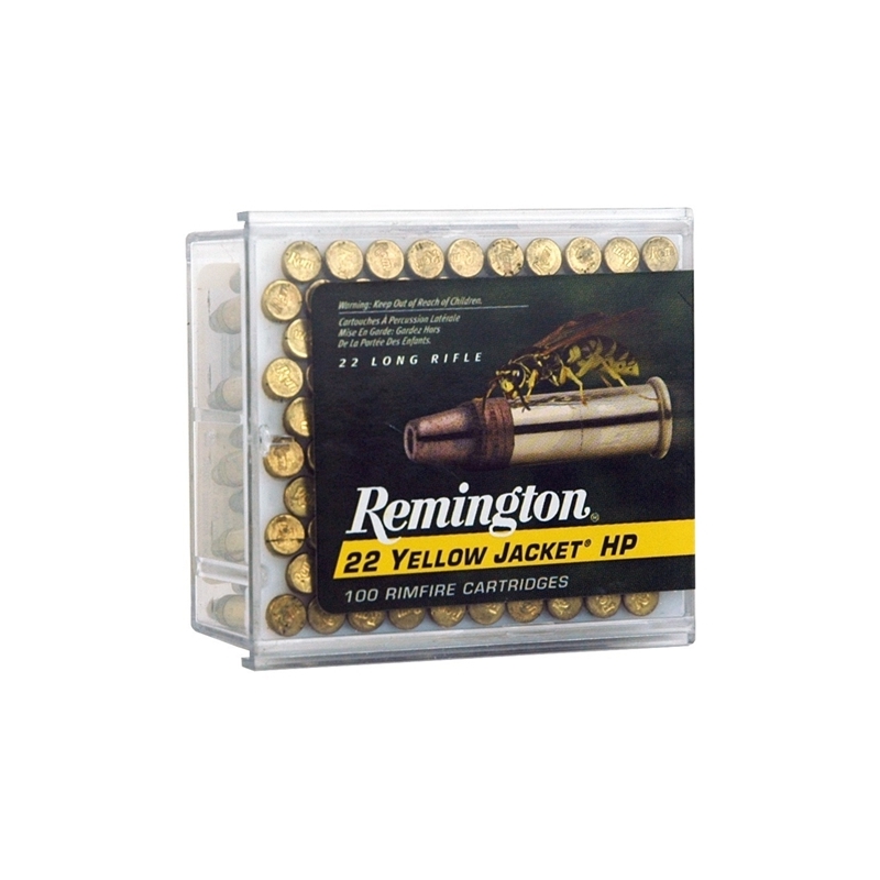 Remington Yellow Jacket Hyper Velocity 22 Long Rifle Ammo 33 Grain Plated Truncated Cone Hollow Point Box of 100