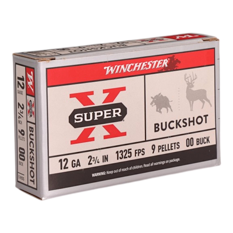    Winchester Super-X 12 Gauge Ammo 2 3/4” 00 Buckshot 9 Pellets - XB1200