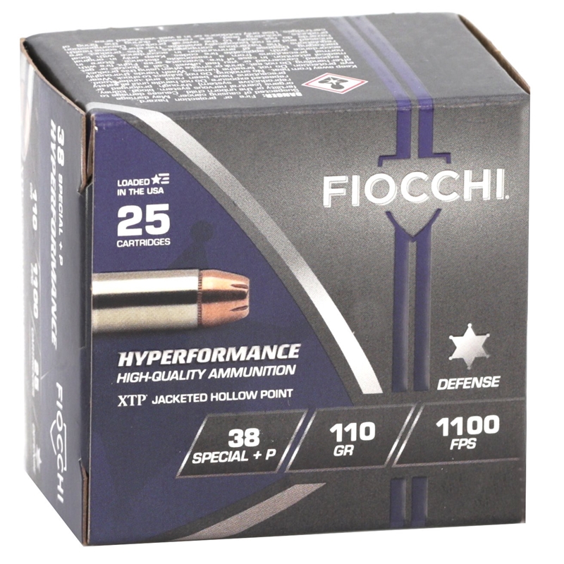 Fiocchi Extrema 38 Special Ammo +P 110 Grain Hornady XTP Jacketed Hollow Point