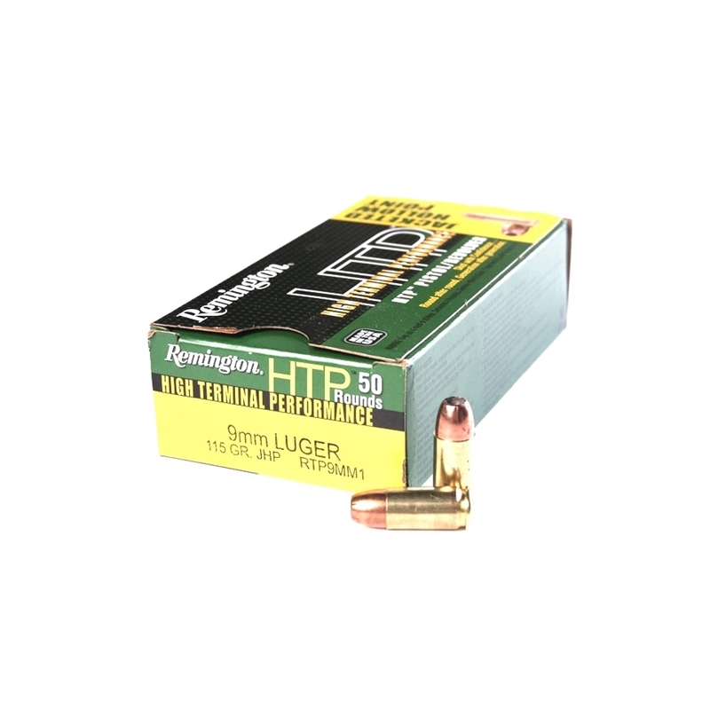Remington HTP 9mm Luger Ammo 115 Grain Jacketed Hollow Point 