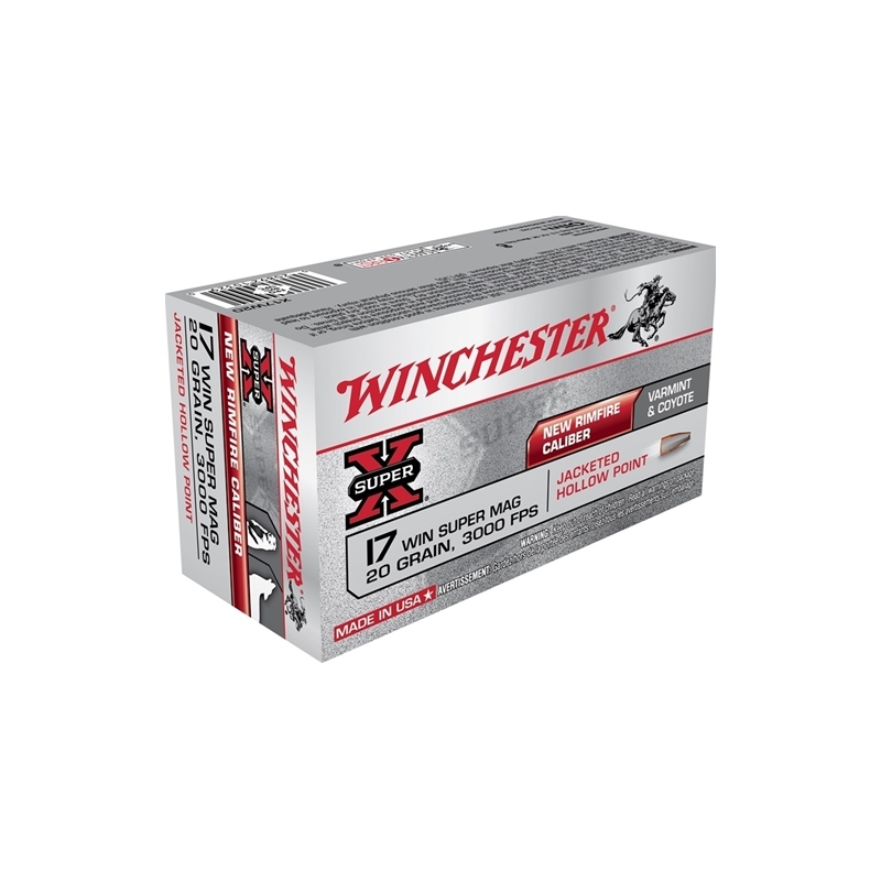 Winchester Super-X 17 Winchester Super Magnum 20 Grain Jacketed Hollow Point