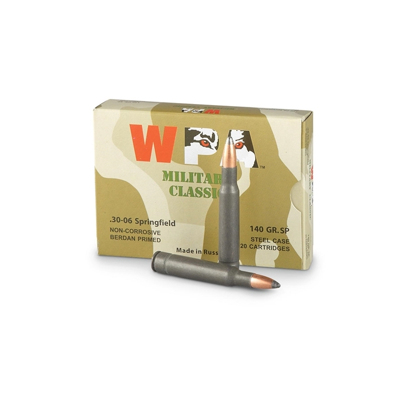 Wolf Military Classic 30-06 Springfield Ammo 140 Grain SP Steel Case