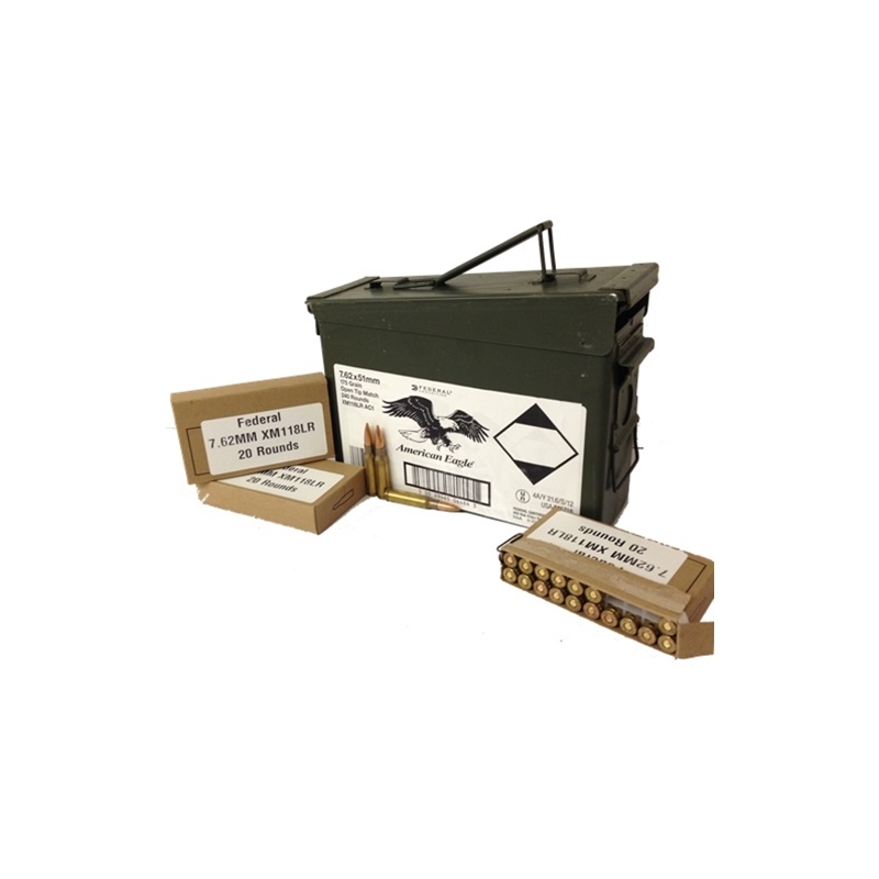 Federal Lake City 7.62x51mm Ammo 175 Grain Match Boat Tail Hollow Point 240 Rounds in Ammo Can